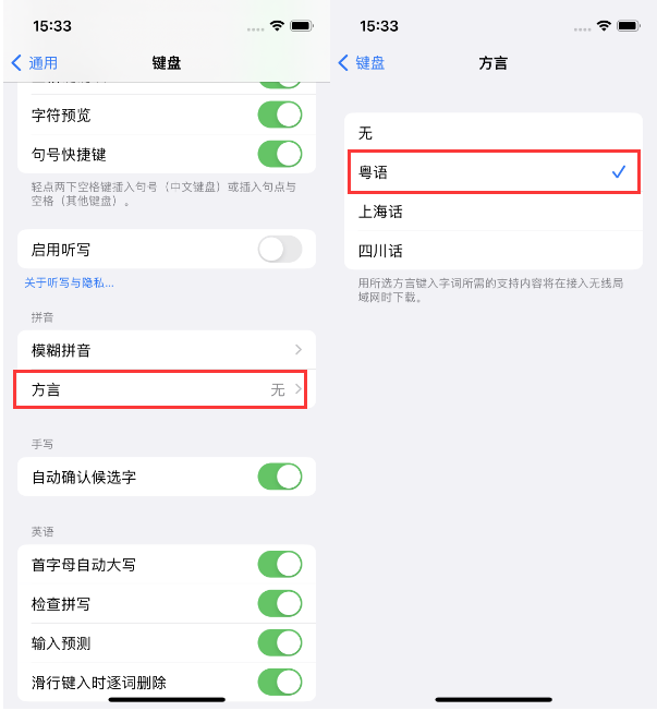 高陵苹果14服务点分享iPhone 14plus设置键盘粤语方言的方法 